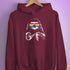 Pride Sloth Pansexual Flag Sunglasses Hoodie - Maroon